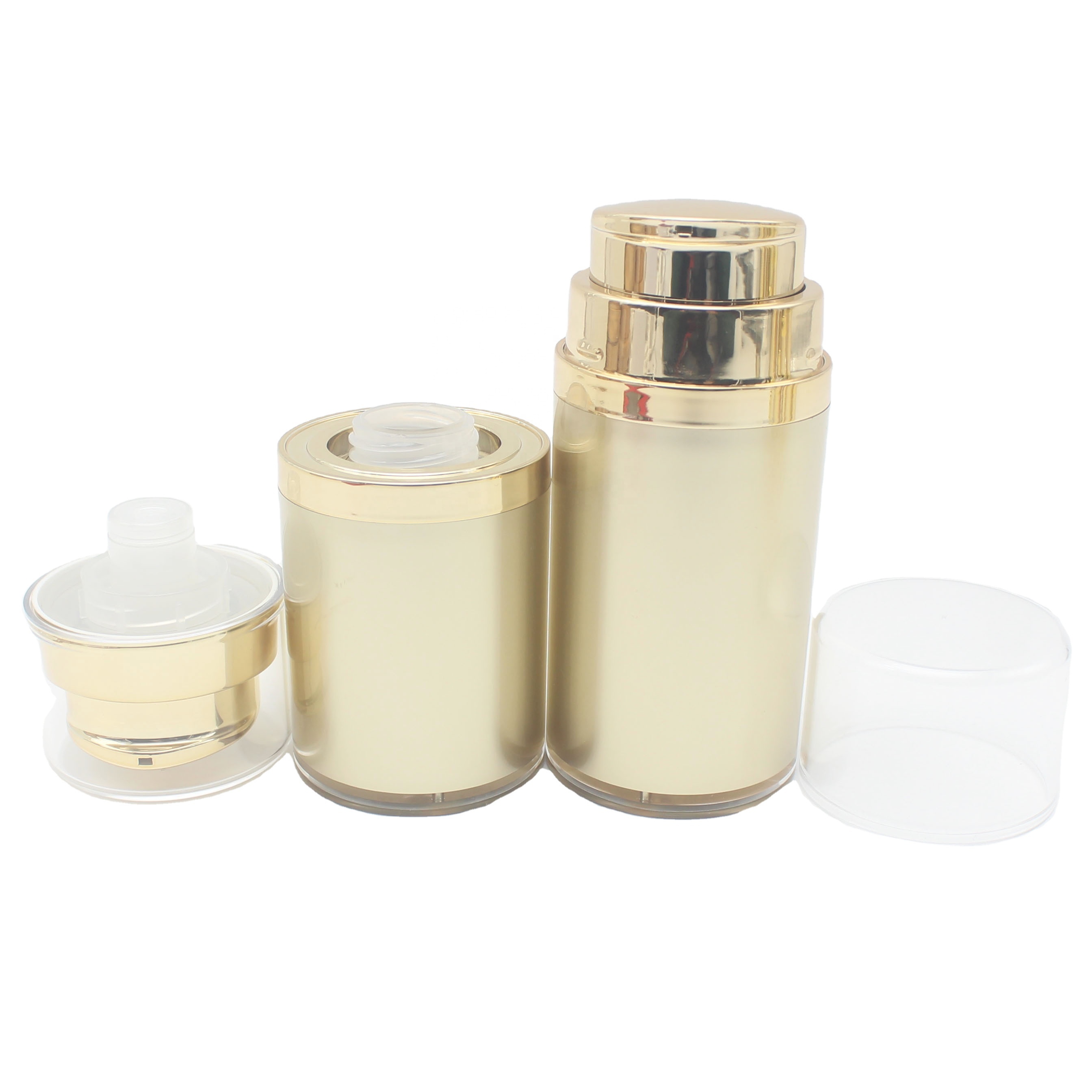 empty wholesale 50ml gold airless serum pump bottle with gold cover lotion container packaging APB-017