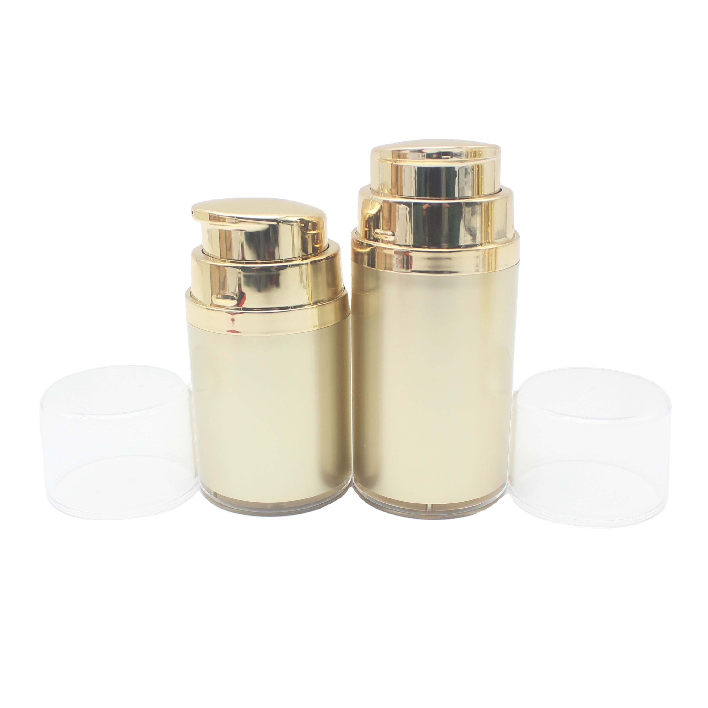 empty wholesale 50ml gold airless serum pump bottle with gold cover lotion container packaging APB-017