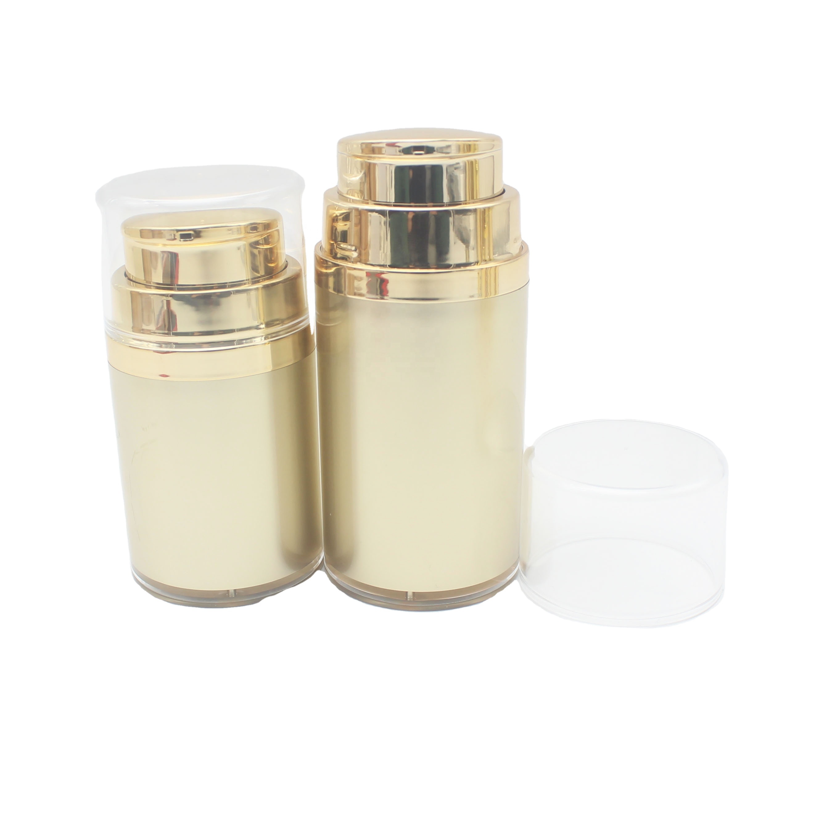 empty wholesale 50ml gold airless serum pump bottle with gold cover lotion container packaging APB-017