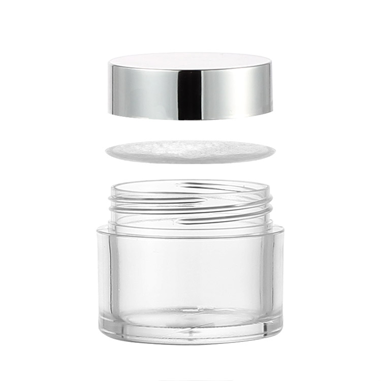 empty wide mouth 120ml 4oz clear custom cosmetic plastic jar with sliver cap