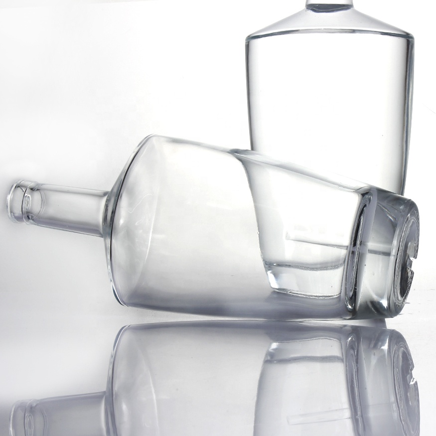 engraved custom logo cork top wide shoulder rum gin tequila square whisky mescal agave taper spirit 700 ml liquor glass bottle