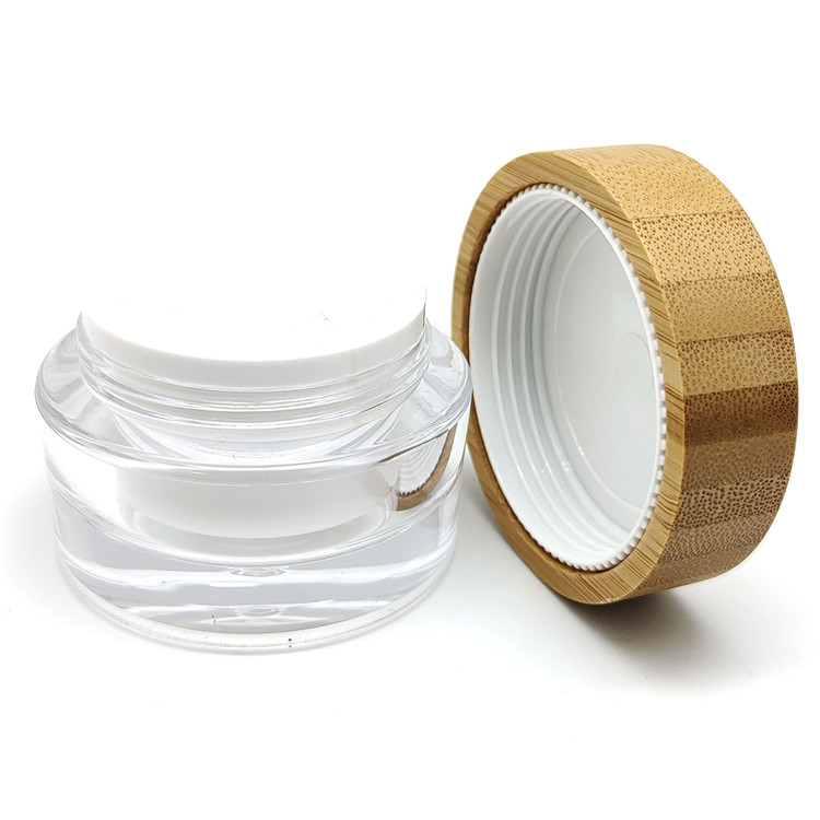 environmental protection 15g 30g 50g 100g bamboo lid wooden grain cosmetic cream jar eye cream jar  small MOQ fast ship