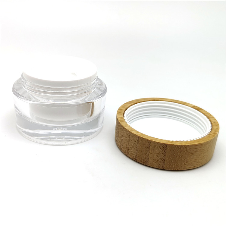 environmental protection 15g 30g 50g 100g bamboo lid wooden grain cosmetic cream jar eye cream jar small MOQ fast ship