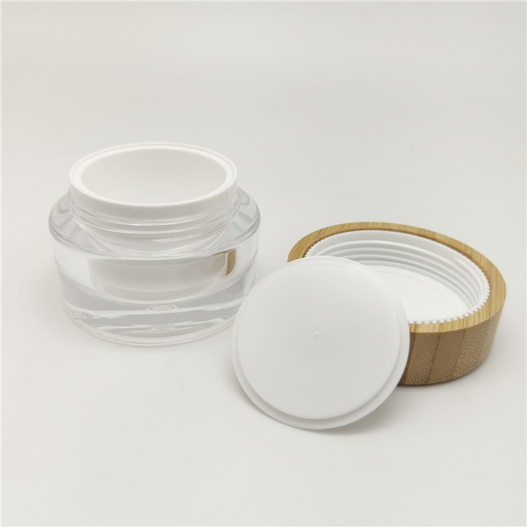 environmental protection 15g 30g 50g 100g bamboo lid wooden grain cosmetic cream jar eye cream jar small MOQ fast ship