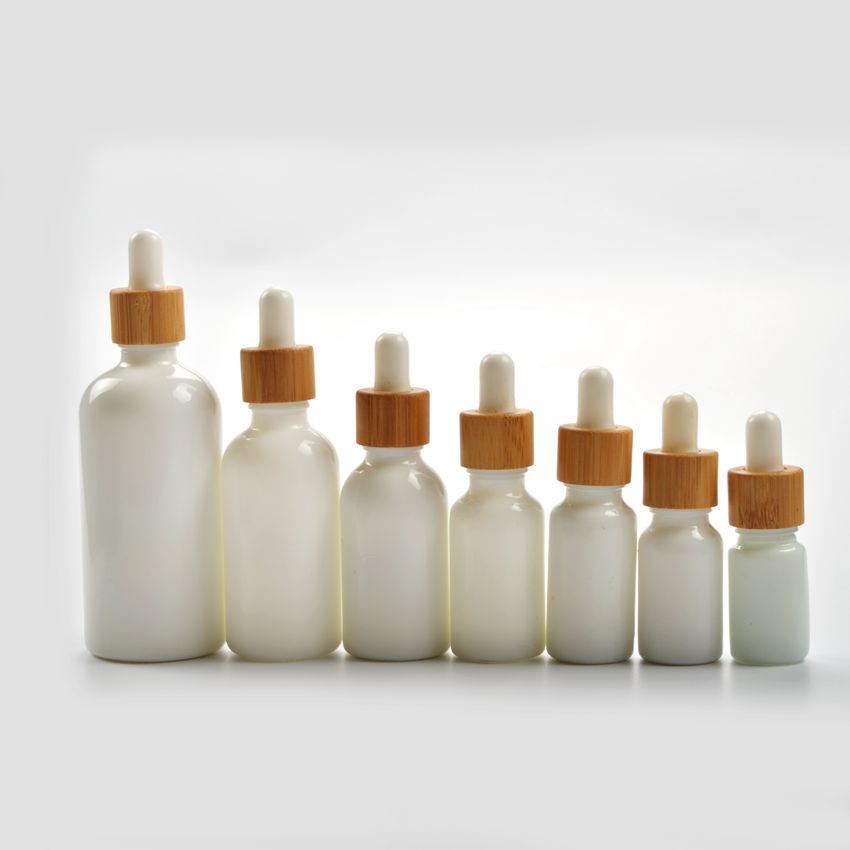 environmentally friendly green cosmetic packaging 18mm bamboo cap dropper 10ml glass dropper bottles