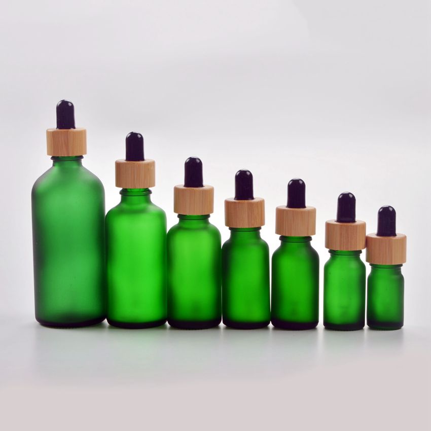 environmentally friendly green cosmetic packaging 18mm bamboo cap dropper 10ml glass dropper bottles