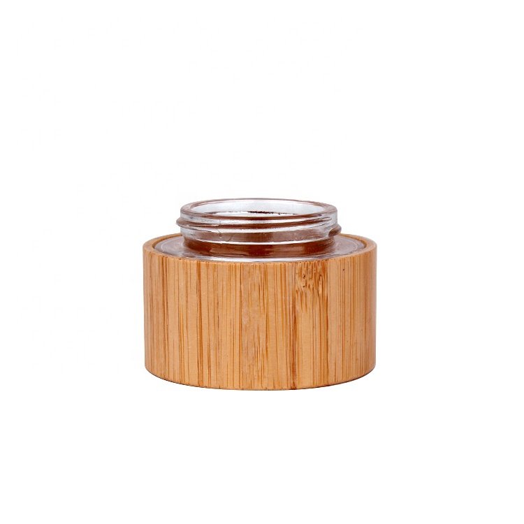 environmentally friendly packing material bamboo glass cosmetic cream jar 30ml with bamboo lid