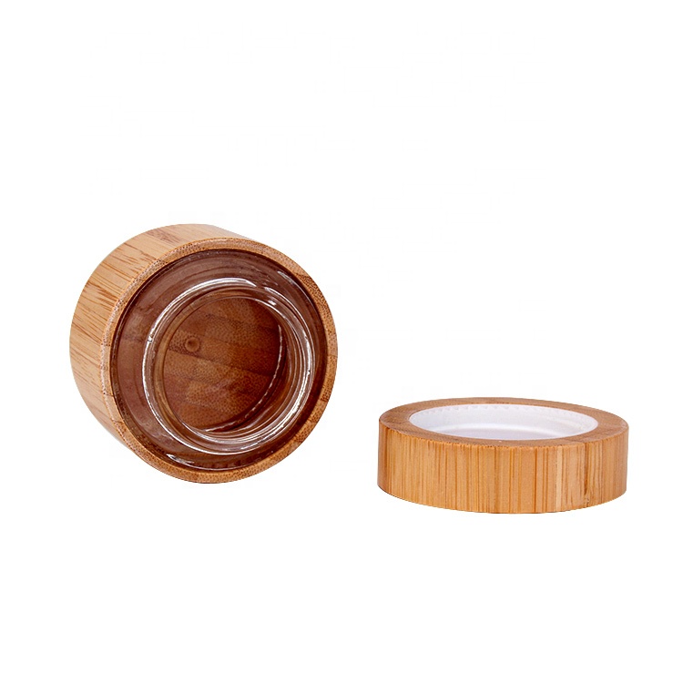 environmentally friendly packing material bamboo glass cosmetic cream jar 30ml with bamboo lid