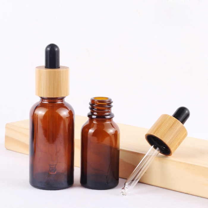 essential oil Bamboo cap bottle matte black frosted glass bamboo dropper bottle 5ml 10ml 15ml 20ml 30ml 50ml 60ml 100ml