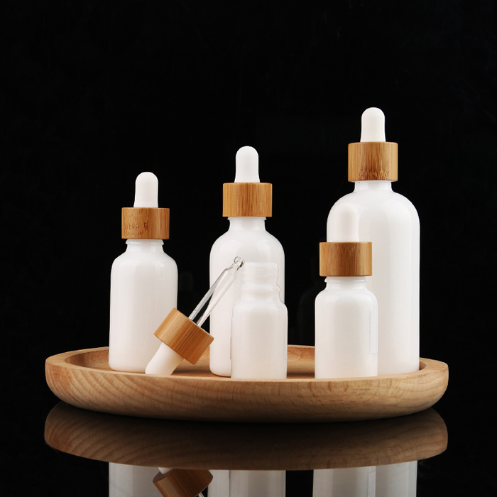 essential oil Bamboo cap bottle matte black frosted glass bamboo dropper bottle 5ml 10ml 15ml 20ml 30ml 50ml 60ml 100ml