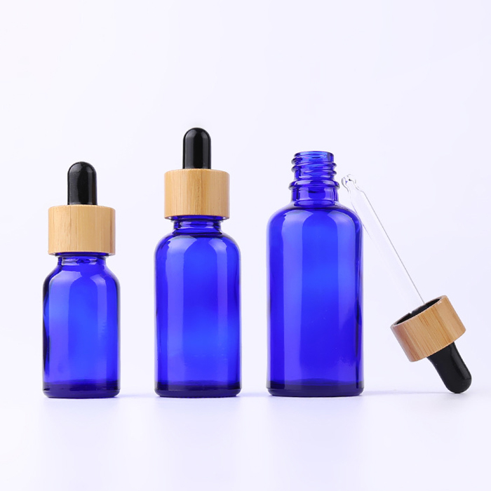 essential oil Bamboo cap bottle matte black frosted glass bamboo dropper bottle 5ml 10ml 15ml 20ml 30ml 50ml 60ml 100ml