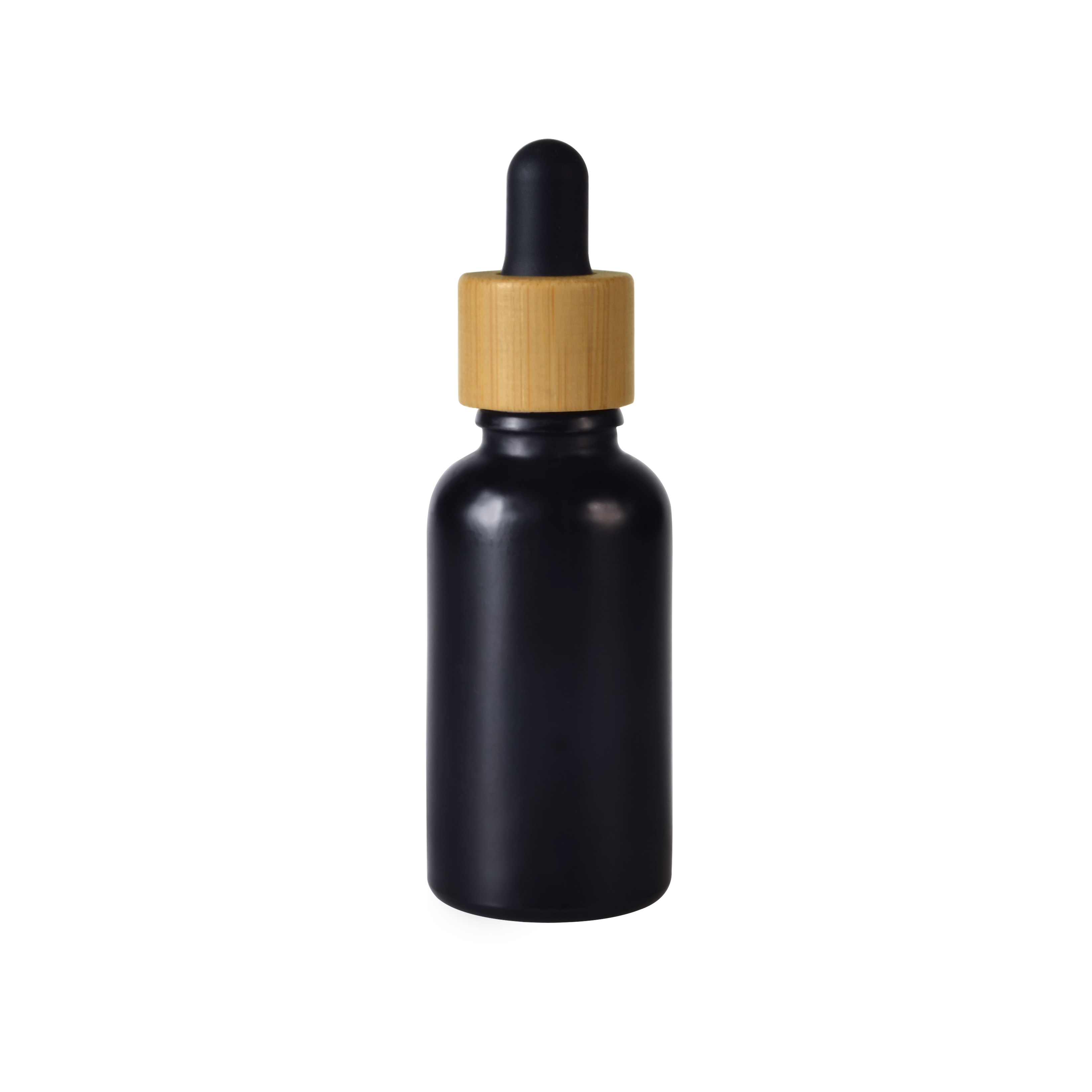 essential oil Bamboo cap bottle matte black frosted glass bamboo dropper bottle 5ml 10ml 15ml 20ml 30ml 50ml 60ml 100ml