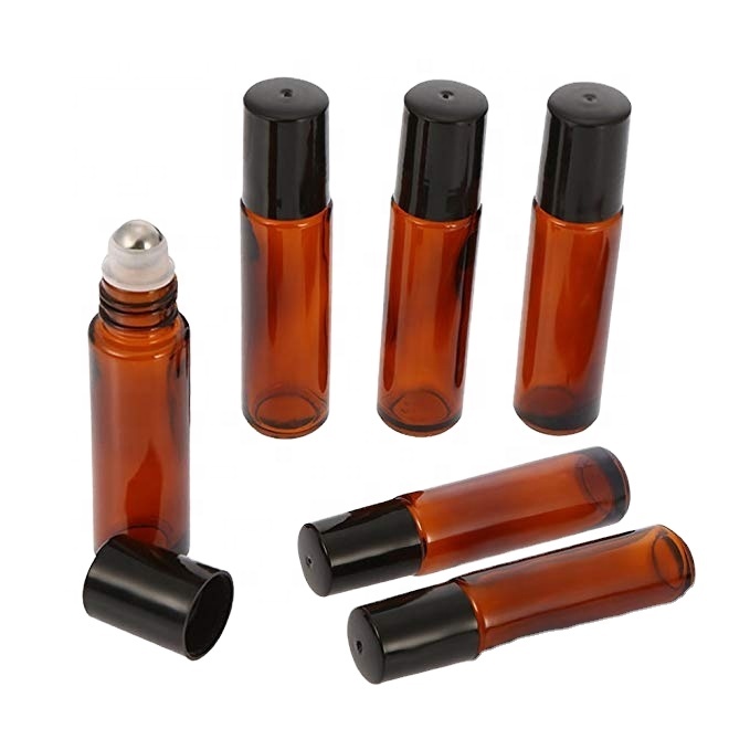 essential oil amber glass 10ml 8ml 5ml roll on bottle with Stainless steel ball