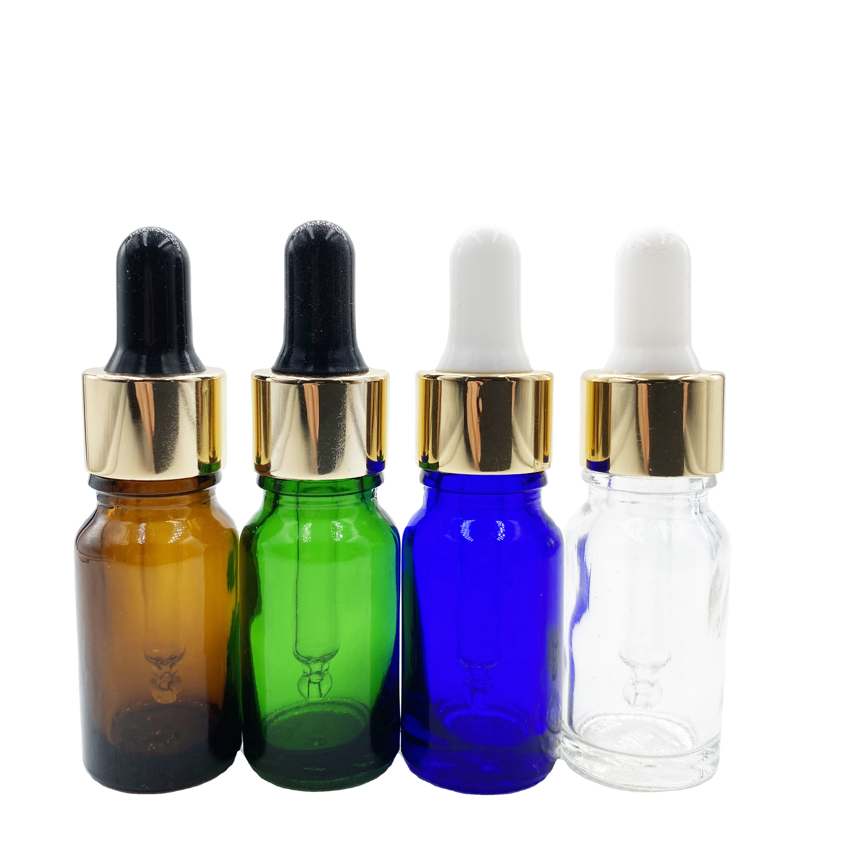 essential oil bottle with golden color aluminum glass dropper 10ml essential oil bottle high quality amber essential oil bottle