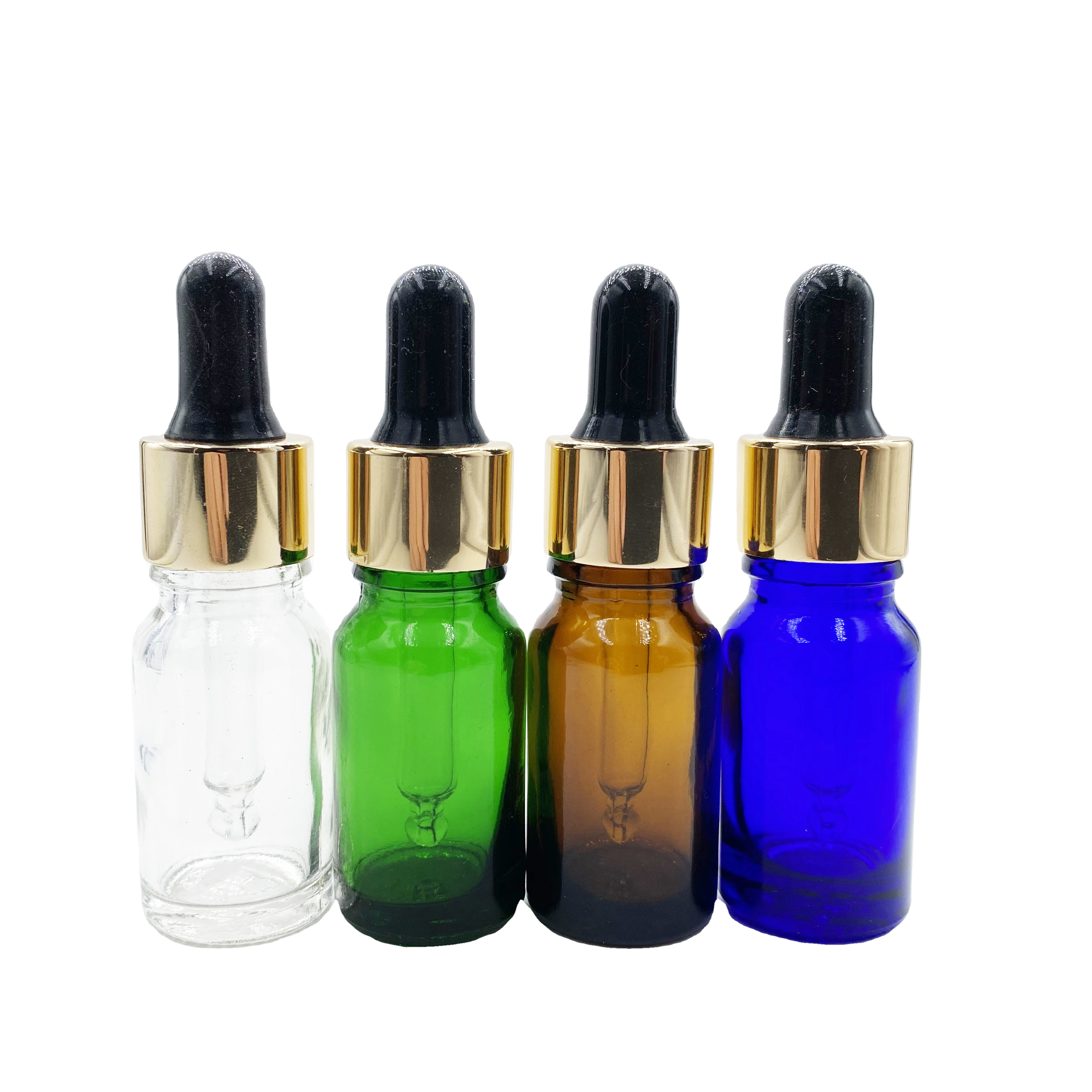 essential oil bottle with golden color aluminum glass dropper 10ml essential oil bottle high quality amber essential oil bottle