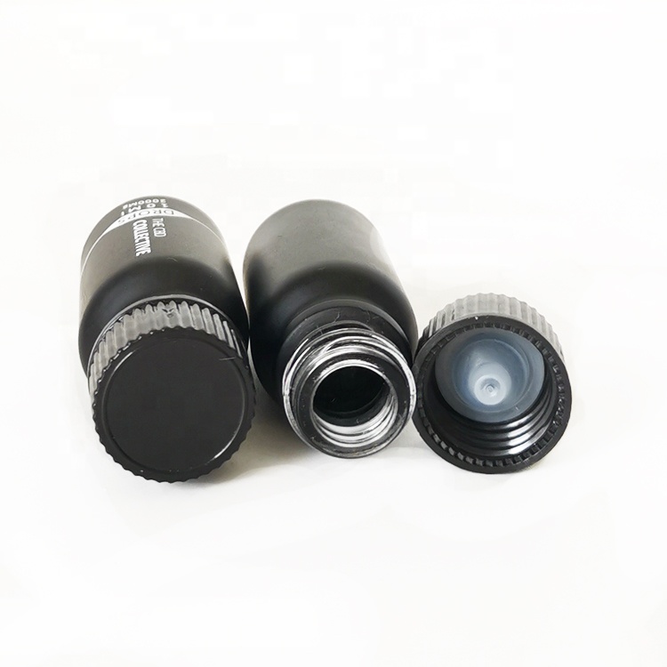 essential oil matte black 10ml glass bottle with black bakelite cover cap
