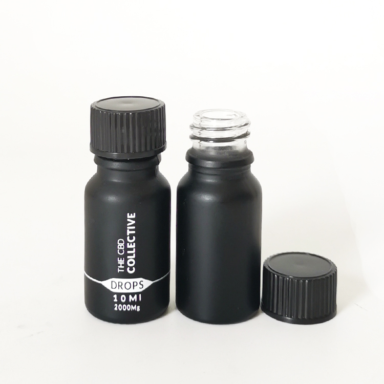essential oil matte black 10ml glass bottle with black bakelite cover cap