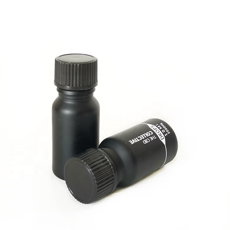 essential oil matte black 10ml glass bottle with black bakelite cover cap