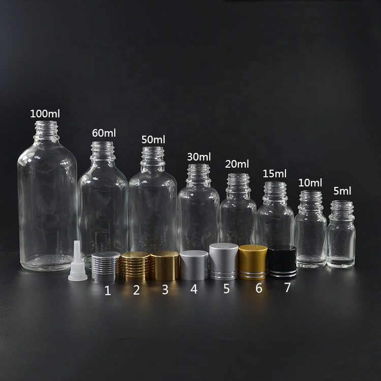 essential oil perfume glass vial 5ml 10ml 15ml 20ml 30ml 50ml 100ml clear amber glass dropper bottle