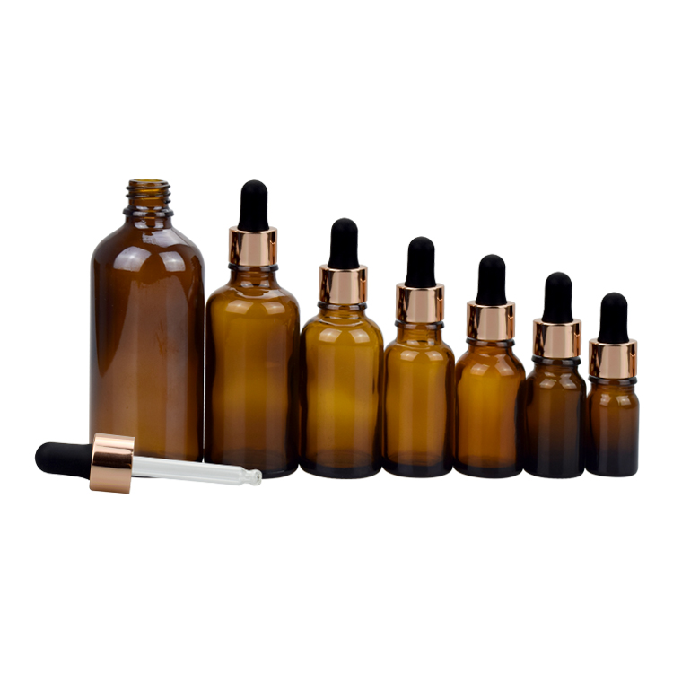 essential oil serum bottle 5ml 10ml 15ml 20ml 30ml 50ml 100ml amber dropper cosmetic glass essential oil bottle with gold cap