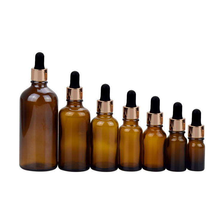 essential oil serum bottle 5ml 10ml 15ml 20ml 30ml 50ml 100ml amber dropper cosmetic glass essential oil bottle with gold cap