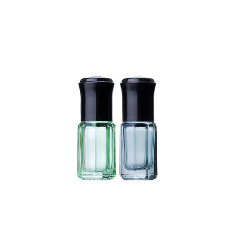 essential oil small 3ml clear octagonal blue amber pink glass eye cream roll on bottle with metal roller ball and cap