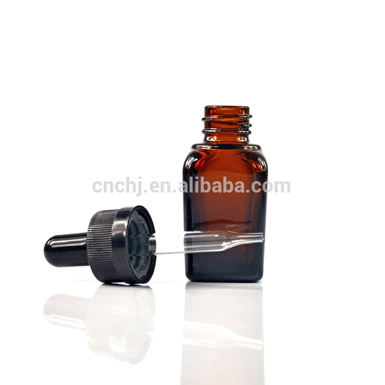 essential oil square shape amber clear colors glass dropper bottle with cap