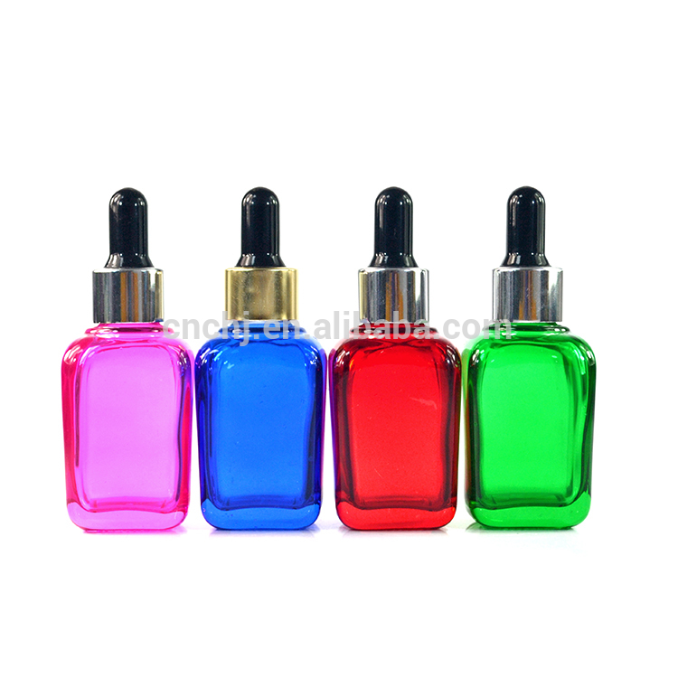essential oil square shape amber clear colors glass dropper bottle with cap
