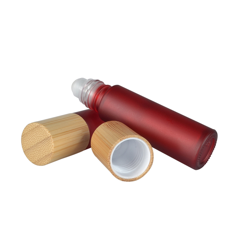 essential oil use pink black 4ml 6ml 8ml 10ml 15ml eye cream glass roll on bottle with bamboo lid and metal stainless roll balls