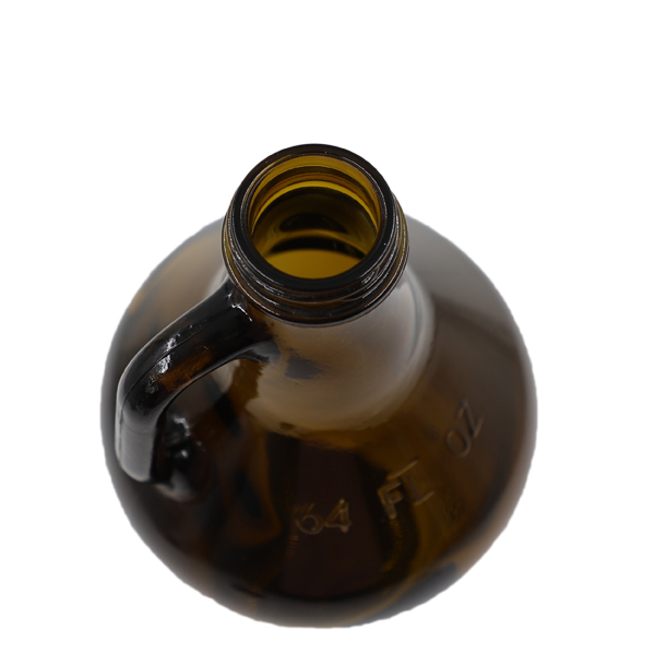 etched color round amber 64oz glass beer growler