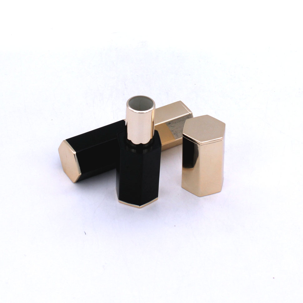 exquisite black and gold hexagon make up cosmetic lipstick container for portable