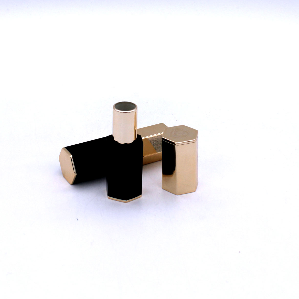 exquisite black and gold hexagon make up cosmetic lipstick container for portable