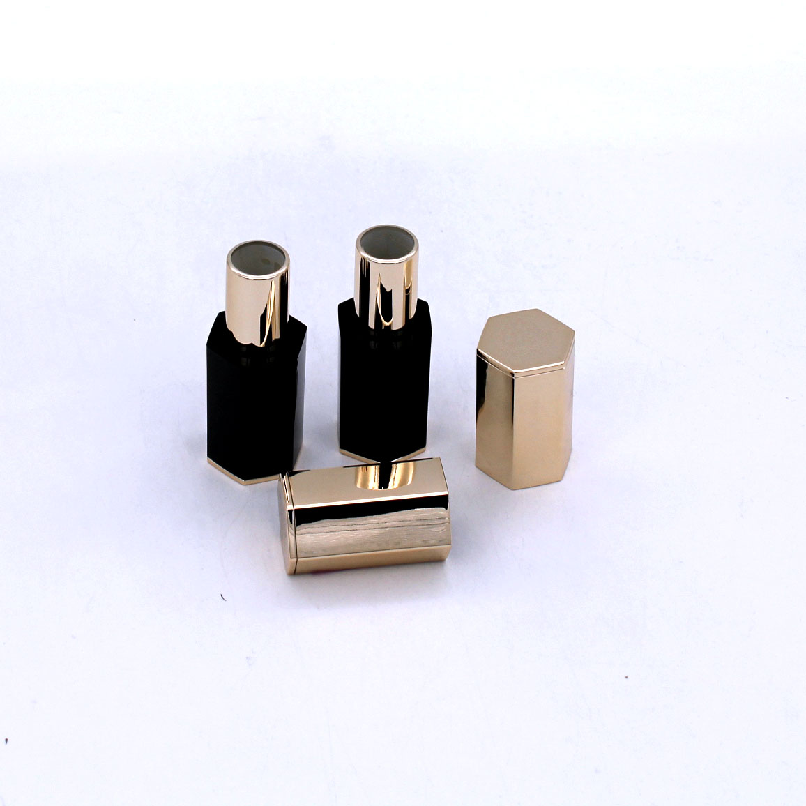 exquisite black and gold hexagon make up cosmetic lipstick container for portable