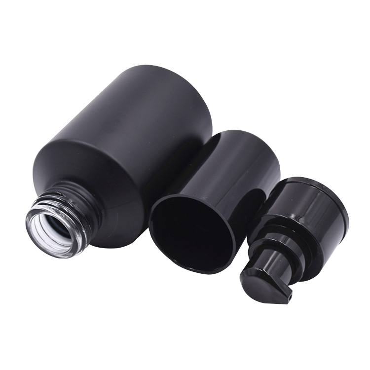 face cream bottle with pump matte black glass bottle 60ml