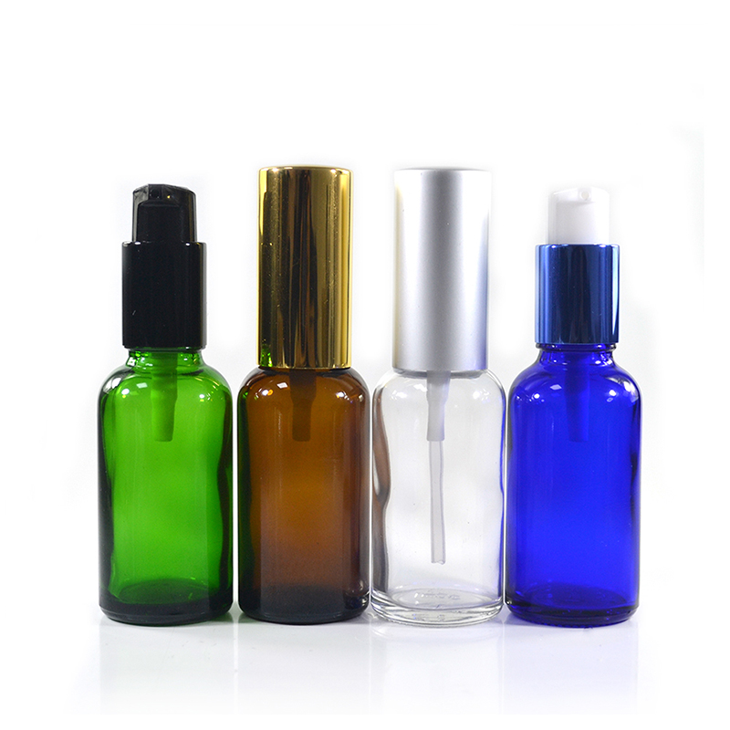 face cream container 1oz 2oz 50ml green blue clear amber 30ml 100ml lotion pumb cap glass spray bottle