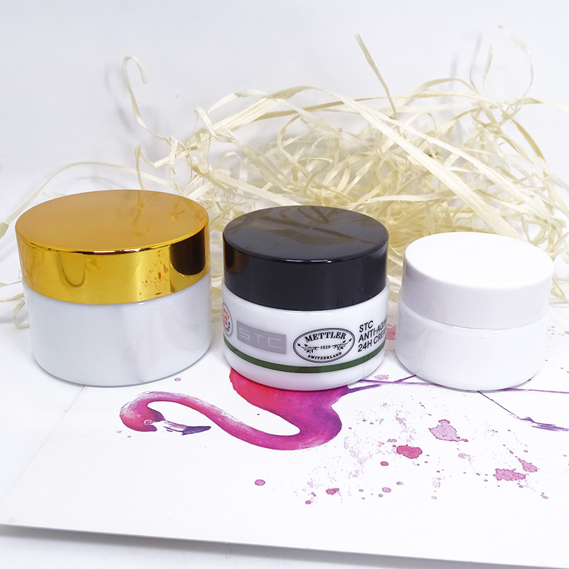 face cream packaging hard plastic lid round 50g white glass jar container