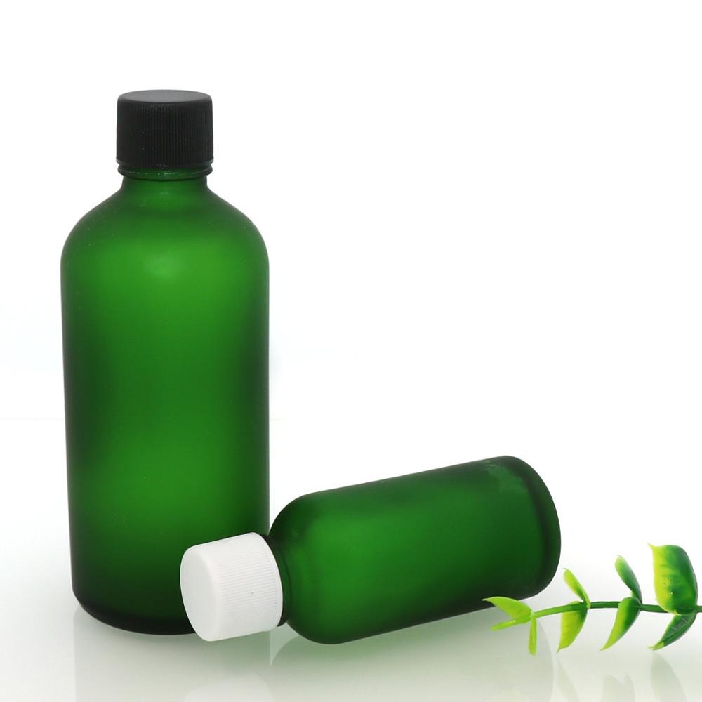 factory 10ml 20ml 30ml frosted green boston round essential oil glass bottles for serum essence cbd/beard oil packaging