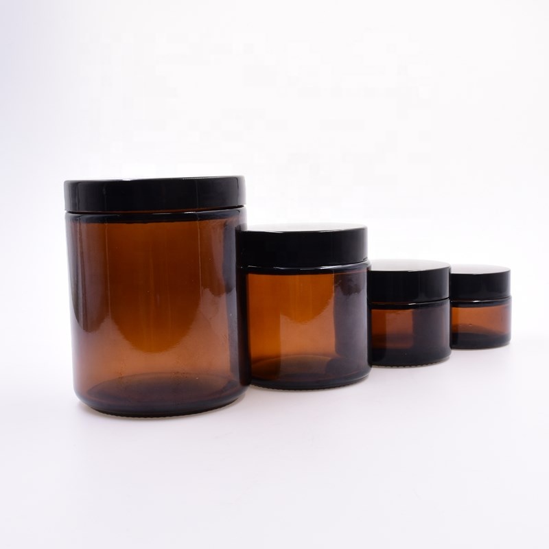 factory 1oz 30ml 2oz 50ml 4oz 8oz amber round kush hemp jars cbd wax sustainable flower packaging glass jar with plastic lid