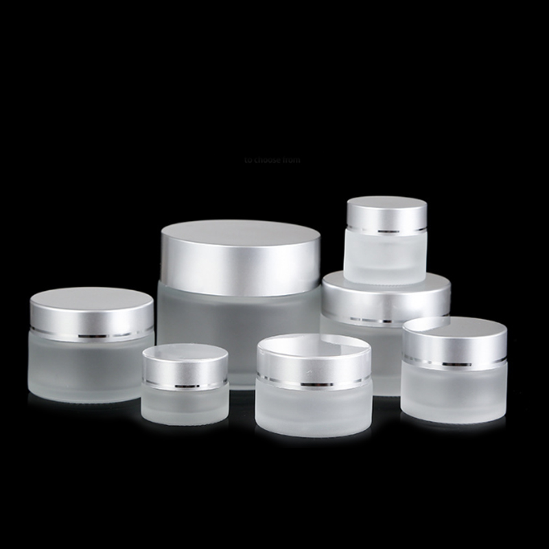 factory 30g 50g 60g 100g Frosted white Silver black gold cap face cosmetics containers cream glass bottle jar jars