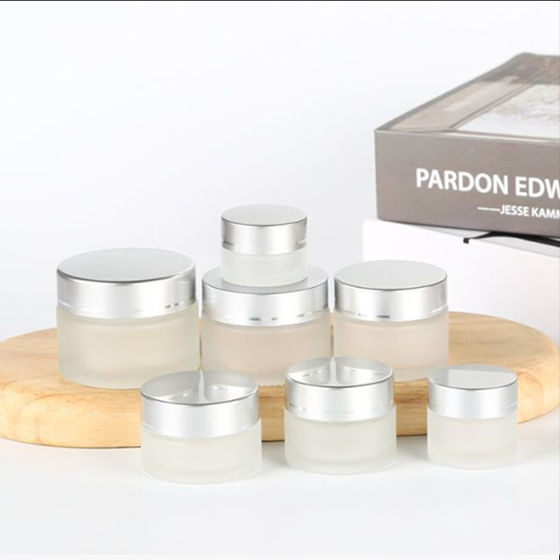 factory 30g 50g 60g 100g Frosted white Silver black gold cap face cosmetics containers cream glass bottle jar jars