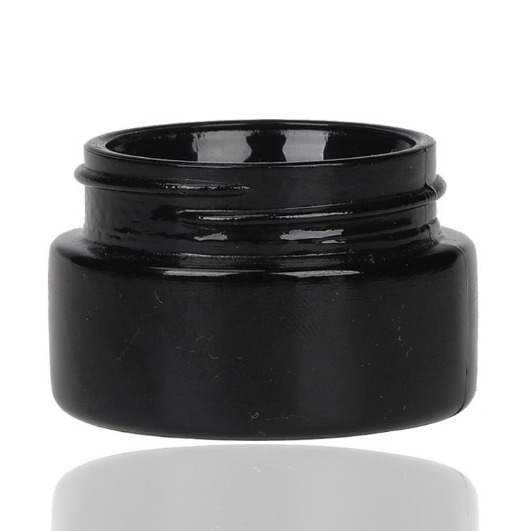 factory OEM Custom logo 9ml 0.32oz black glass shoulderless wide mouth weed hemp CBD concentrate container jars with CR cap