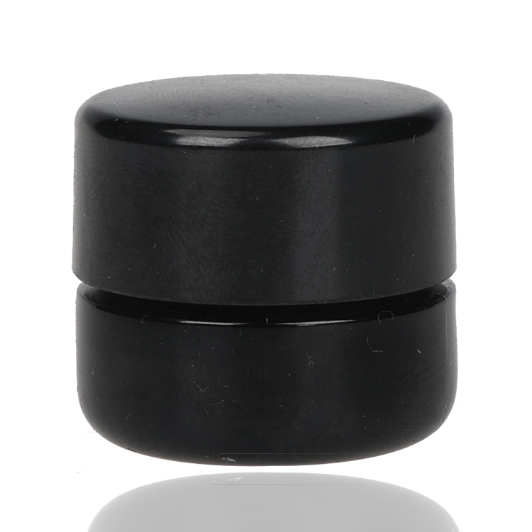 factory OEM Custom logo 9ml 0.32oz black glass shoulderless wide mouth weed hemp CBD concentrate container jars with CR cap