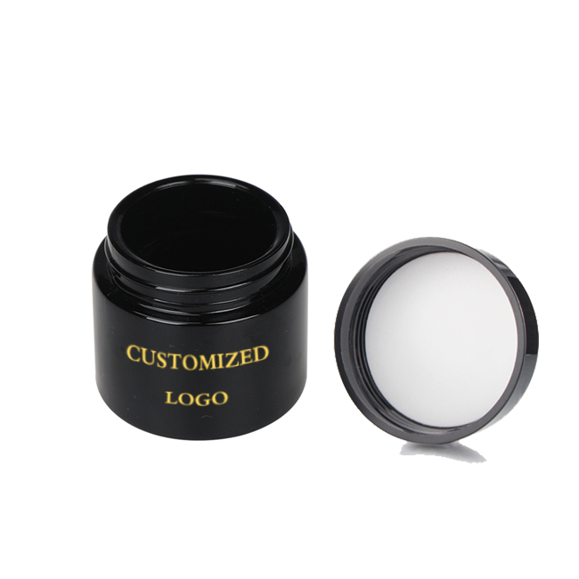 factory OEM custom logo 50ml glass black/white/clear/amber cosmetic cream jar childproof hemp flower jar with lid