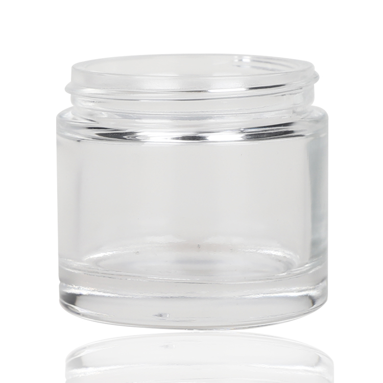 factory OEM custom logo 50ml glass black/white/clear/amber cosmetic cream jar childproof hemp flower jar with lid