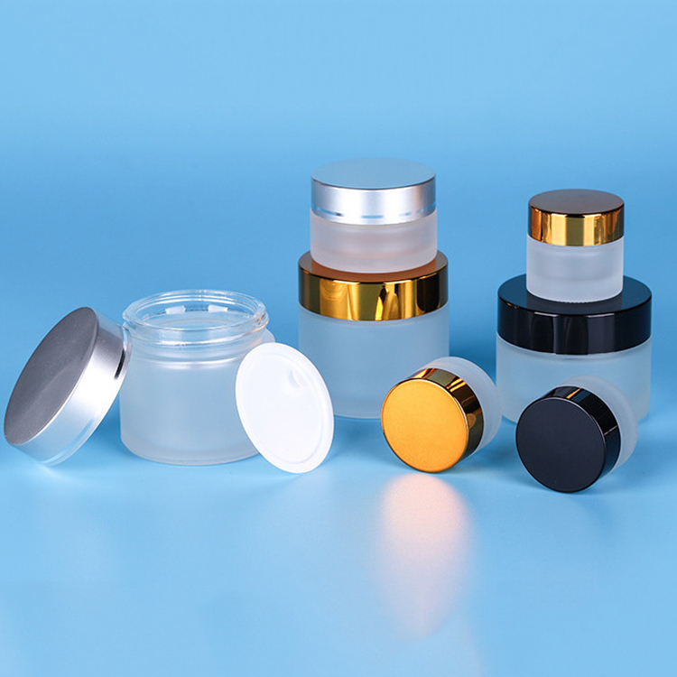 factory cheap white transparent cosmetic glass jar for Lotion