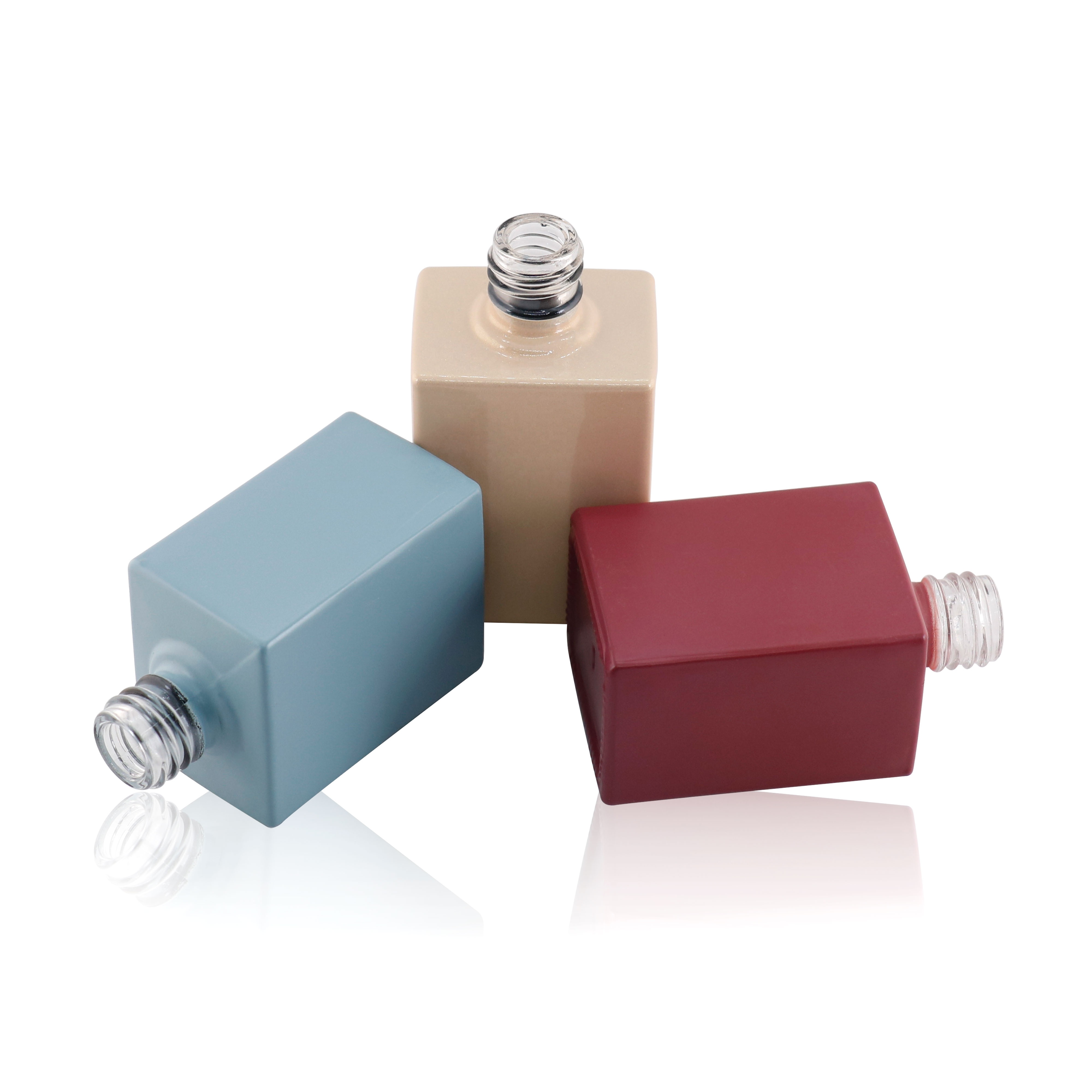 factory color custom 10ml 12ml amber rectangle uv gel empty nail polish glass bottle with brush and caps
