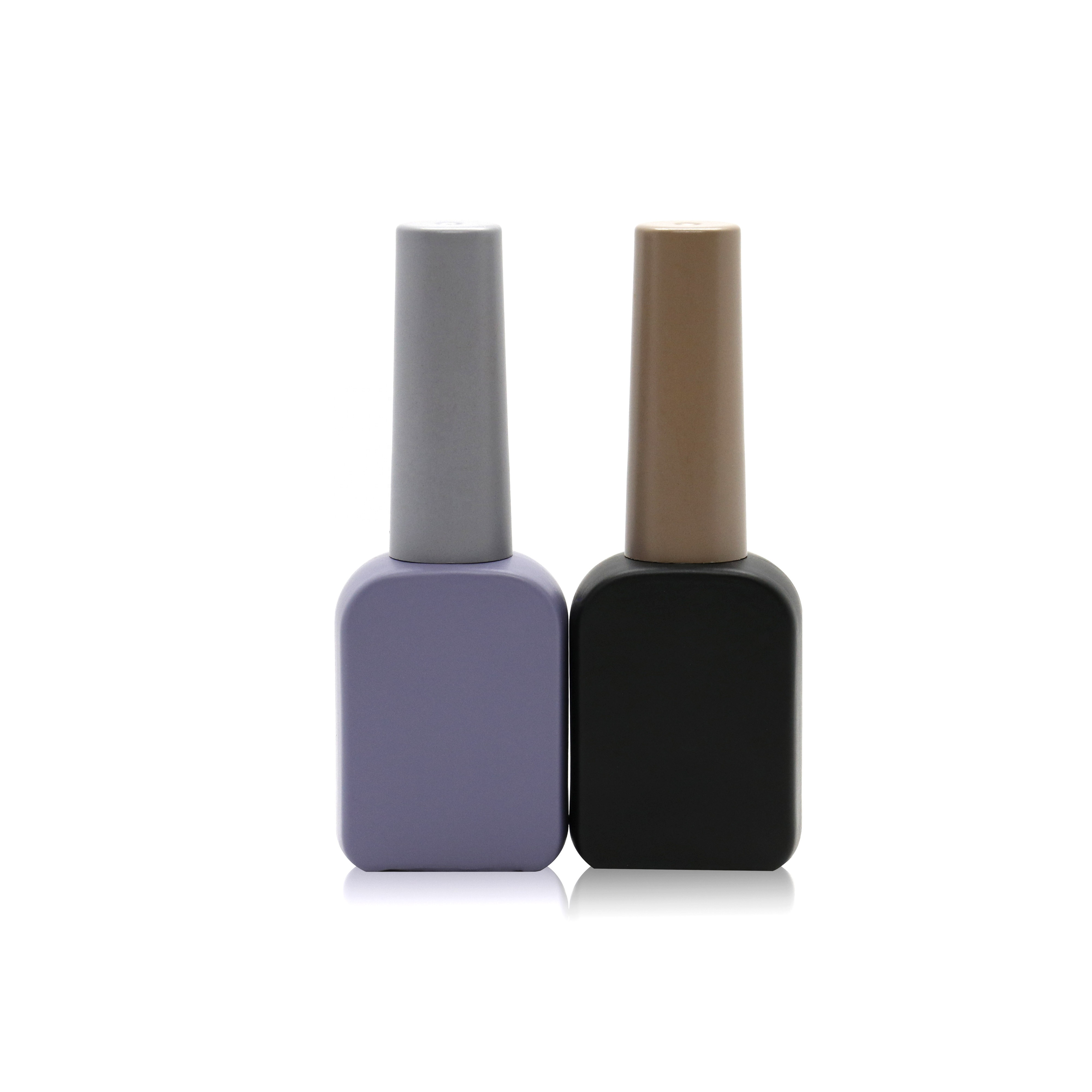 factory color custom 10ml 12ml amber rectangle uv gel empty nail polish glass bottle with brush and caps