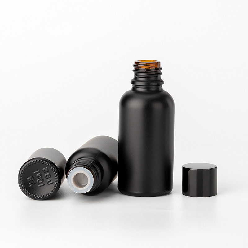 factory custom 3ml 5ml 10ml 15ml 20ml 30ml 50ml 100ml matte black dropper glass glass essential oil bottle with gold caps
