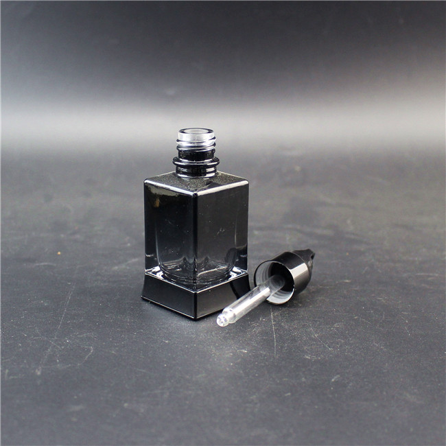 factory custom black 30 ml luxury square glass dropper bottle 1 oz cosmetic serum essential oil bottles