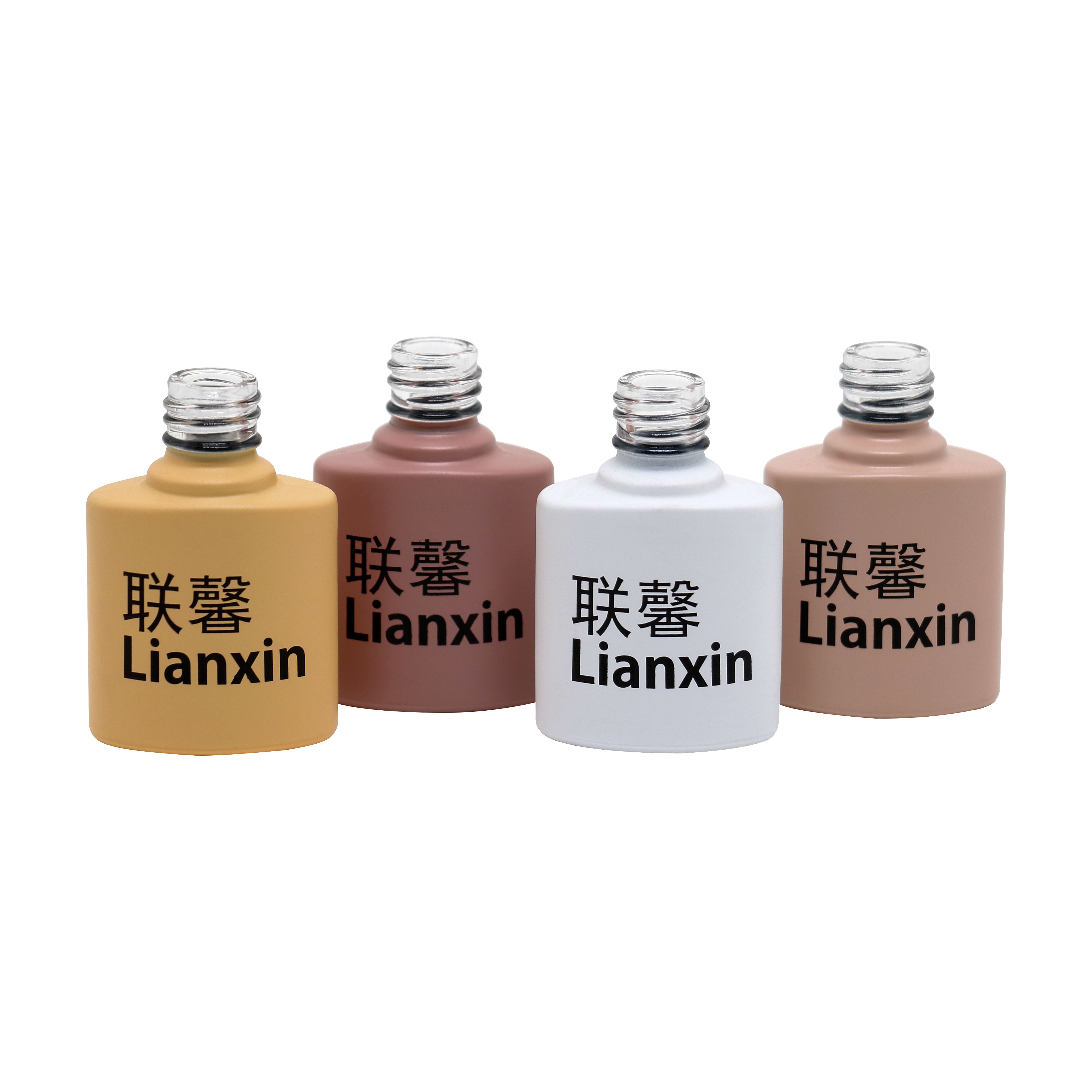 factory custom color amber pink brown 12ml square empty gel nail polish bottle with brush and black lids